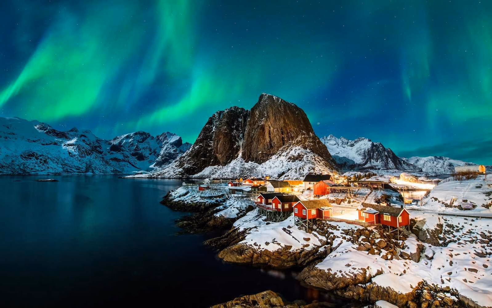 Explore snowy landscapes and search for the northern lights in Norway.