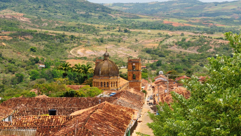 Red roofs of the colonial Barichara village in Colombia