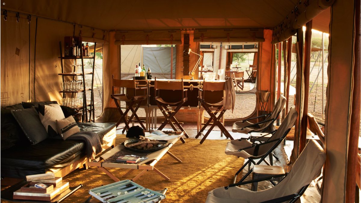 Sitting room, Singita Explore Tented Camp, Singita Grumeti, Tanzania