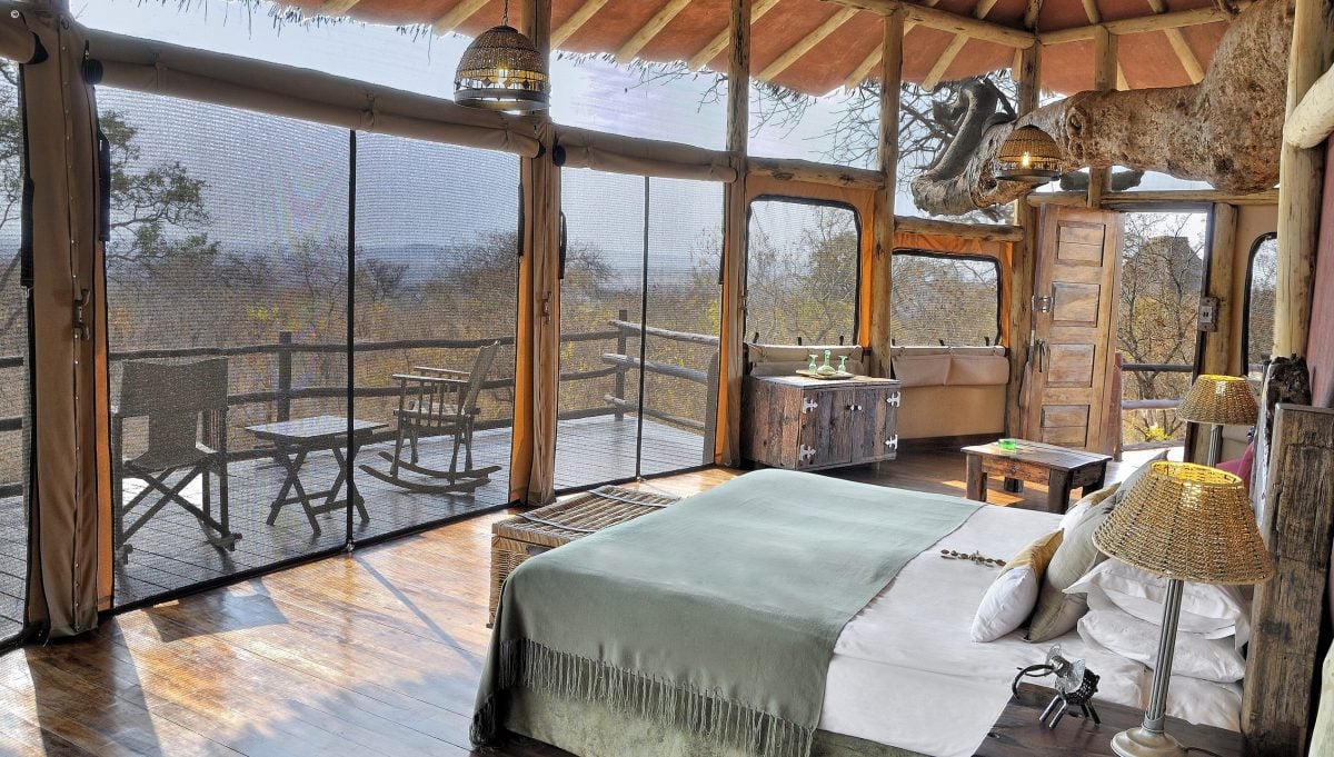 Bedroom interior, Tarangire Treetops, Tarangire National Park, Tanzania