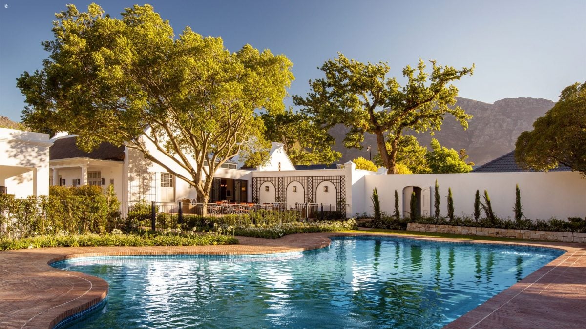 Leeu House pool, Franschhoek, the Winelands, South Africa