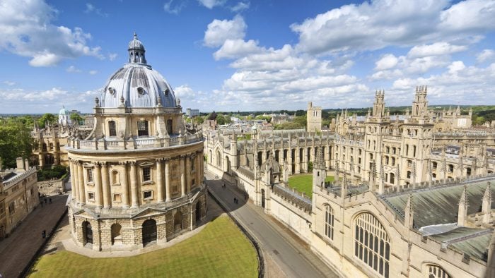 Aerial view of Oxford and the Bodleian Library, England, UK