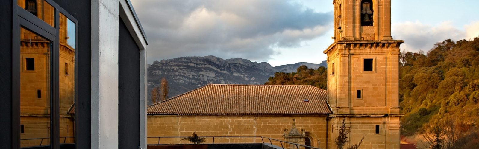 Restaurant terrace at Hotel Viura, La Rioja, Spain