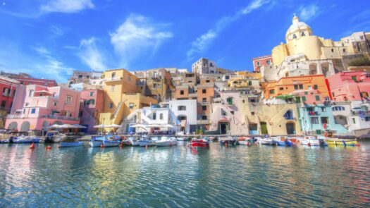 Colourful houses along the Amalfi Coast.