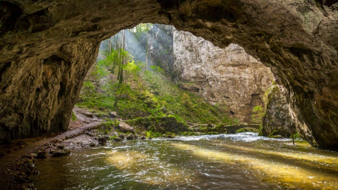 Natural tunnel and bridge in Rakov Skocjan Valley, Slovenia