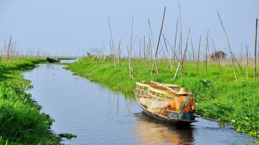 Boat on river, Myanmar