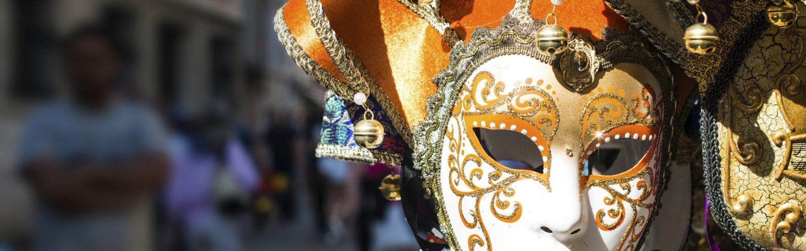 A Venetian mask out in full display.