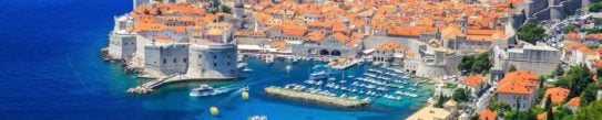 Aerial view of the old Croatian town and harbour, Dubrovnik