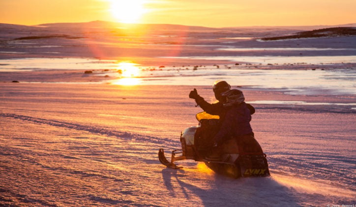 Snowmobiling in Midgard, Iceland