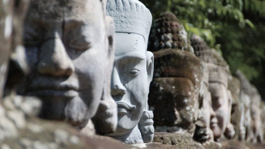 Giant sculpted heads, Angkor, Cambodia