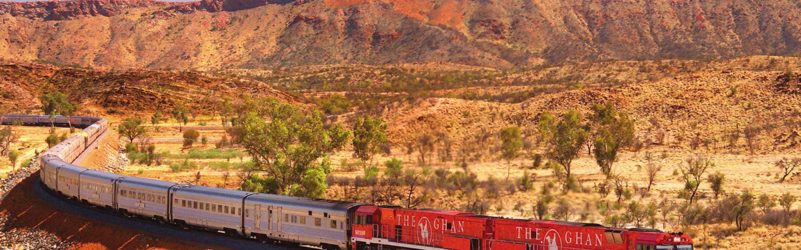 The Ghan train and landscape
