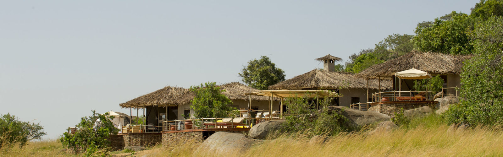 Exterior of Mkombe's House Lamai set in the grassy plains of the Serengeti National Park, Tanzania