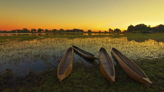 sunrise-canoes-okavango-delta-botswana