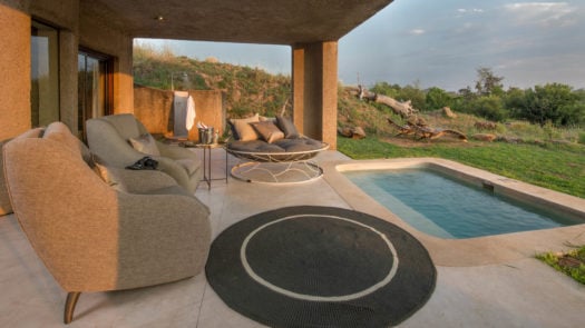 Outdoor lounge at Earth Lodge, Sabi Sands, South Africa