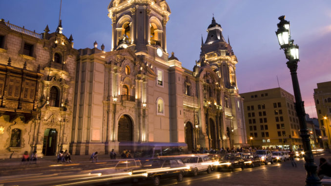 The Cathedral on the Plaza de Armas Mayor Lima, Peru