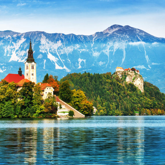Church on island in Lake Bled, Slovenia