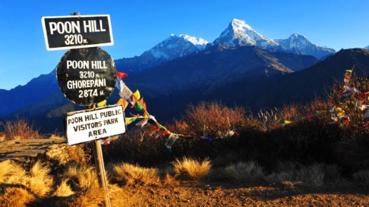 Beautiful view of Annapurna South from Poon Hill, in morning