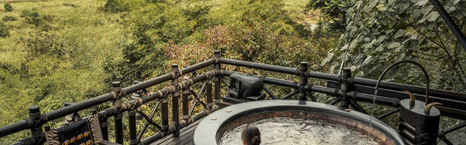 Outdoor bath, Four Seasons Tented Camp, Golden Triangle, Thailand