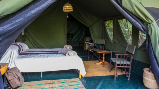 Tent interior, Bukima Camp, Democratic Republic of the Congo, Africa