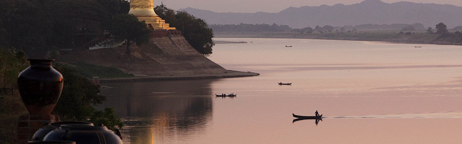 Buddhist temple, Irrawaddy River, Myanmar