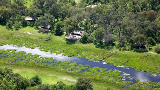 Camp on the edge of waterways on the okavango delta, Moremi private reserve