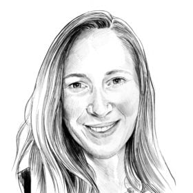 Black and white illustration of Jen Richt's headshot