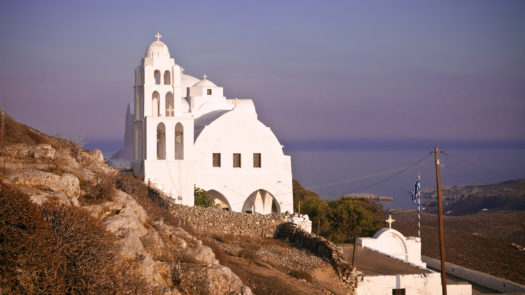 The famous Church of Panagia high on the island of Folegandros.