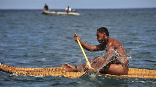 Canoe race as part of the Tapati Festival on Easter Island, Chile
