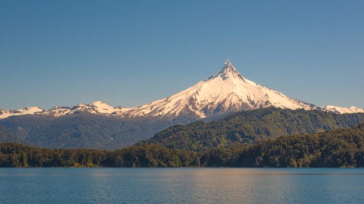 Lake of All Saints and Puntiagudo Volcano in the Chilean Lake District