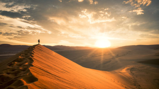 Sunrise in the Namibian desert