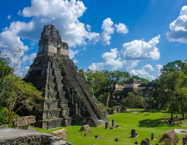 The Great Jaguar monument in the ancient Mayan ruins and pyramids of Tikal, Guatemala