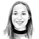 Black and white illustration of Delfina Russo's headshot