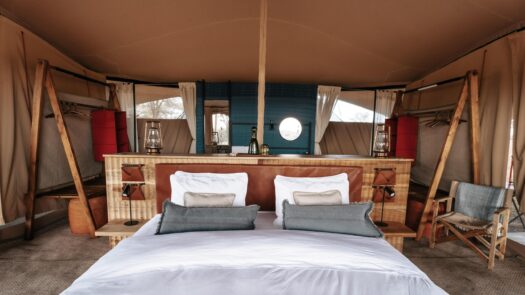Front view of usawa safari camp bedroom