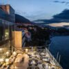 Balcony view at dusk overlooking the ocean in Croatia Hotel Bellevue Dubrovnik