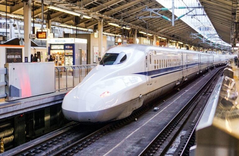 Bullet train in the station in Tokyo