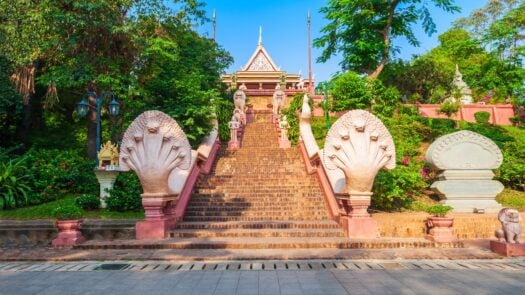 Wat Phnom or Mountain Pagoda is a buddhist temple located in Phnom Penh in Cambodia
