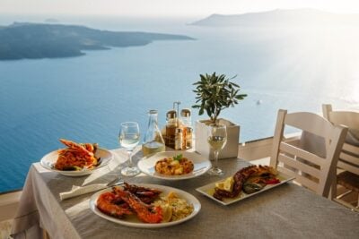 Romantic dinner for two on Santorini