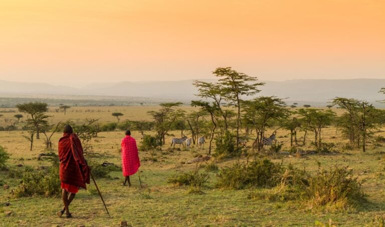 bush walk with Maasai people in kenya sunset