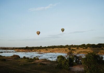 Hot air balloons over the Serengeti National Park, Tanzania