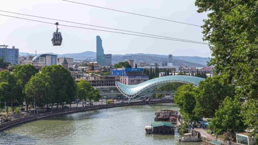 Cable car from Narikala fortress to Rike Park in Tbilisi