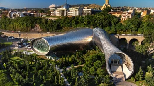 Rhike Park Music Theatre and Exhibition Hall in Tbilisi, Georgia.